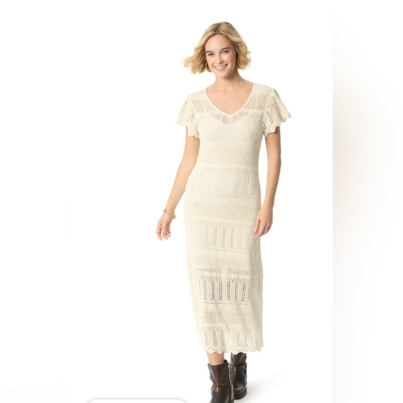 Jessica Simmpson Elegant Cream Knit Maxi Dress - Picture 3 of 13